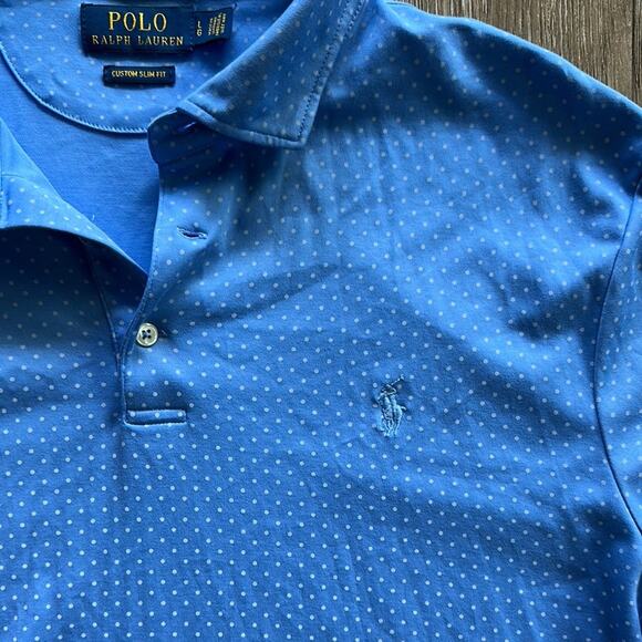 Polo by Ralph Lauren Men's Blue Polka Dot Short Sleeve Polo Size Large - Picture 3 of 5
